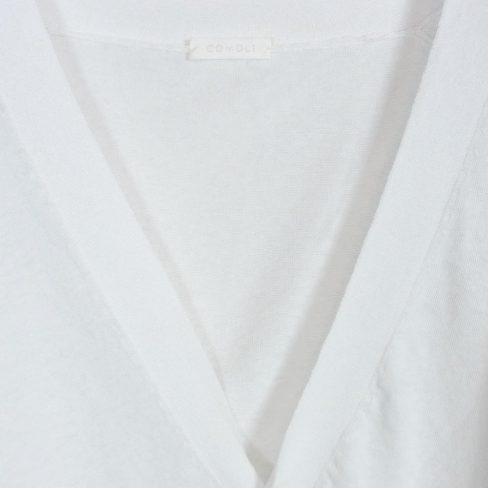 COMOLI コモリ 25SS B01-06002 コットン Vネック カーディガン ホワイト系 3【中古】