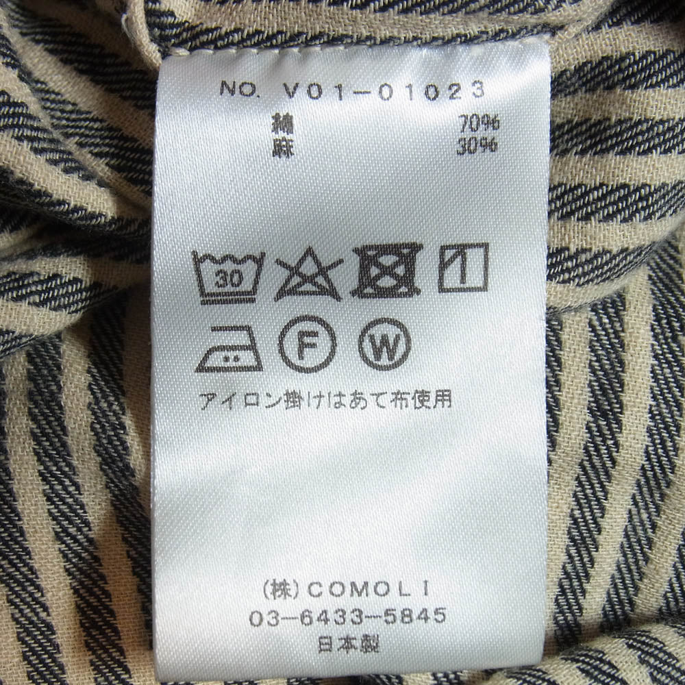 COMOLI コモリ 22SS V01-01023 ストライプ ブルゾン シャツジャケット ダークグレー系 3【中古】
