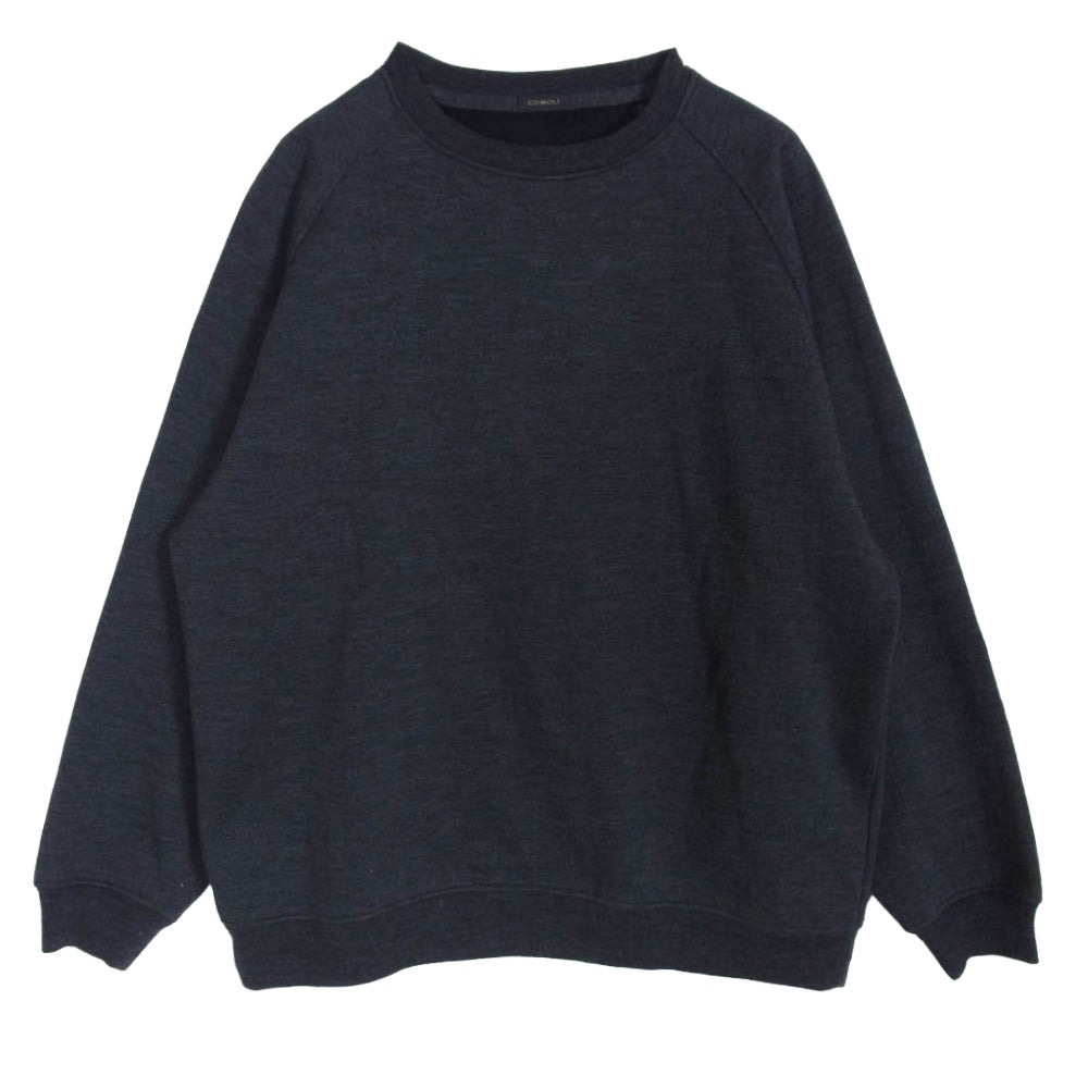 COMOLI コモリ 23AW Y03-05010 W/C/Si ウール コットン シルク 長袖クルー スウェット チャコール系 3【中古】
