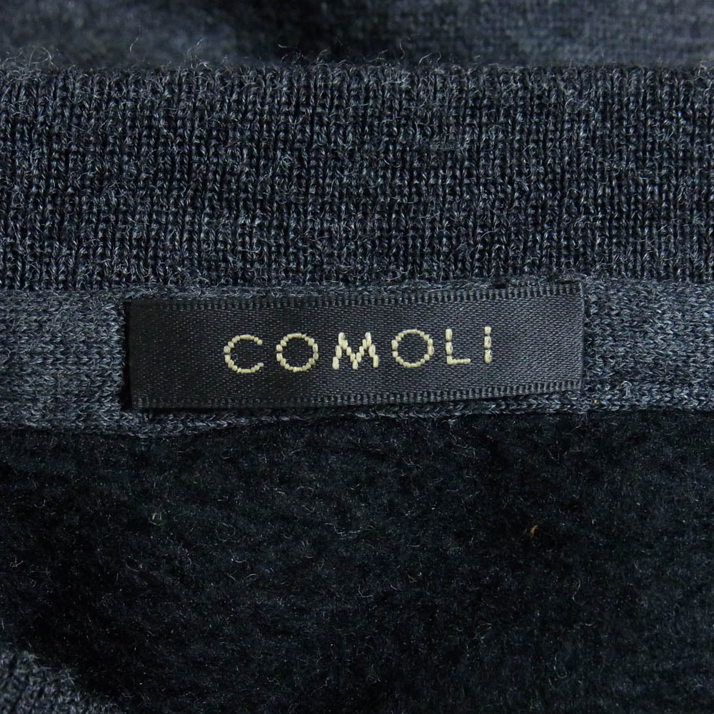 COMOLI コモリ 23AW Y03-05010 W/C/Si ウール コットン シルク 長袖クルー スウェット チャコール系 3【中古】