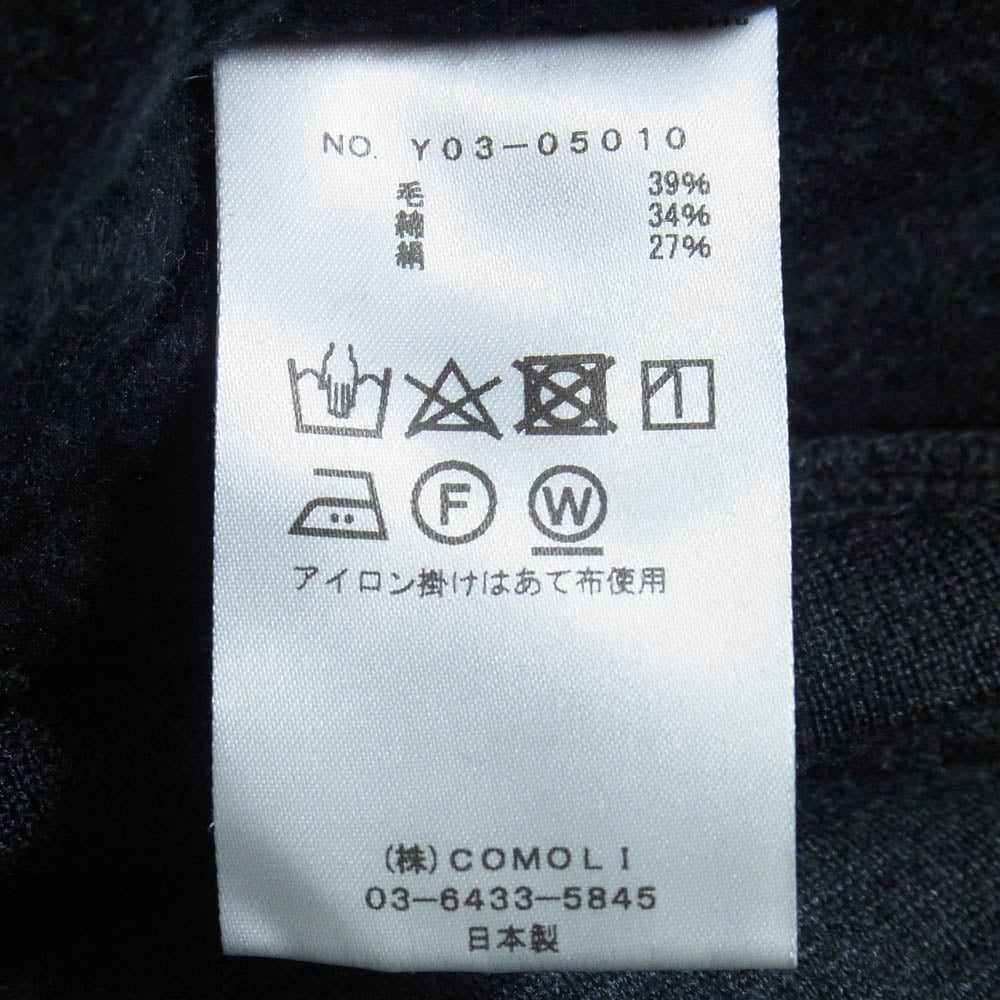 COMOLI コモリ 23AW Y03-05010 W/C/Si ウール コットン シルク 長袖クルー スウェット チャコール系 3【中古】