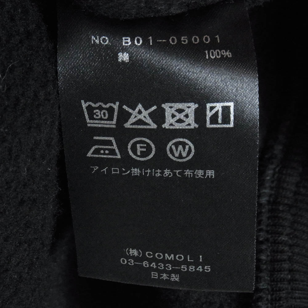 COMOLI コモリ 25SS B01-05001 コットン裏毛ジップパーカー ブラック系 3【中古】
