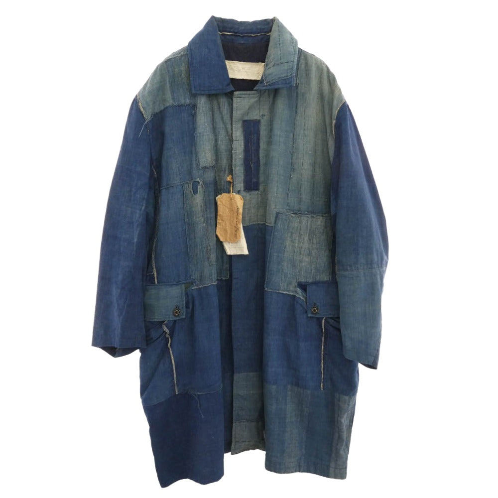 アンドリュー・ドリフトウッド Limited Piece Boro C-2 Balmacaan Coat アンティーク襤褸パッチワークハンドメイドバルマカーンコート インディゴブルー系 FREE【中古】