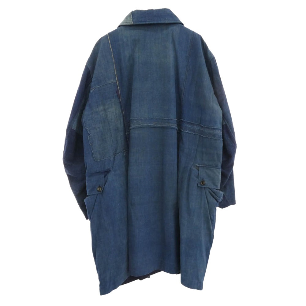 アンドリュー・ドリフトウッド Limited Piece Boro C-2 Balmacaan Coat アンティーク襤褸パッチワークハンドメイドバルマカーンコート インディゴブルー系 FREE【中古】