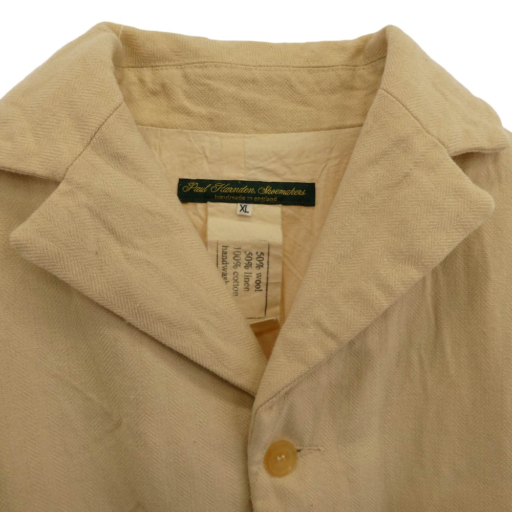 Paul Harnden ポールハーデン 英国製 NEW BLAZER リネンウール メンズ ニューブレザー ジャケット オフホワイト系 XL【中古】
