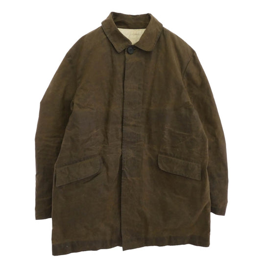 Paul Harnden ポールハーデン 英国製 Wax Mac Coat ワックスコットン オイルド マックコート ダークブラウン系 S【中古】