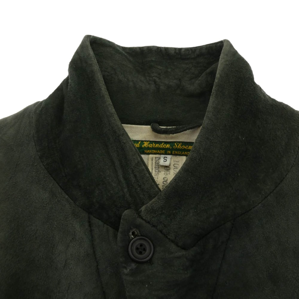 Paul Harnden ポールハーデン 英国製 スエード ブレザー レザー ジャケット モスグリーン系 S【中古】