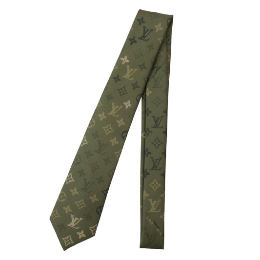 LOUIS VUITTON ルイ・ヴィトン M97691 モノグラム サープラス S00 シルク ネクタイ モスグリーン系 モノグラム【極上美品】【中古】
