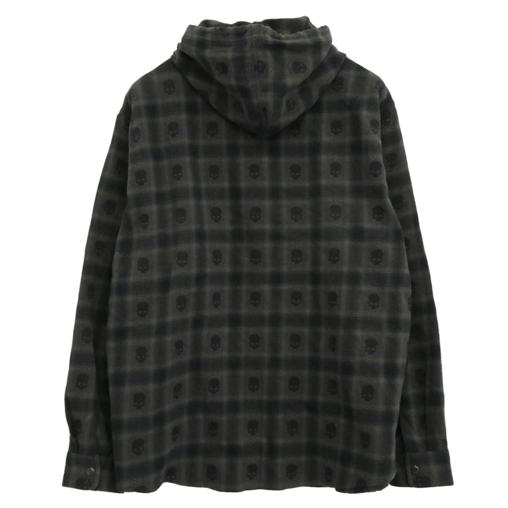 Supreme シュプリーム 25AW Number (N)ine Hooded Flannel Shirt ナンバーナイン フーデッド フランネル 長袖 シャツ ブラック系 L【中古】