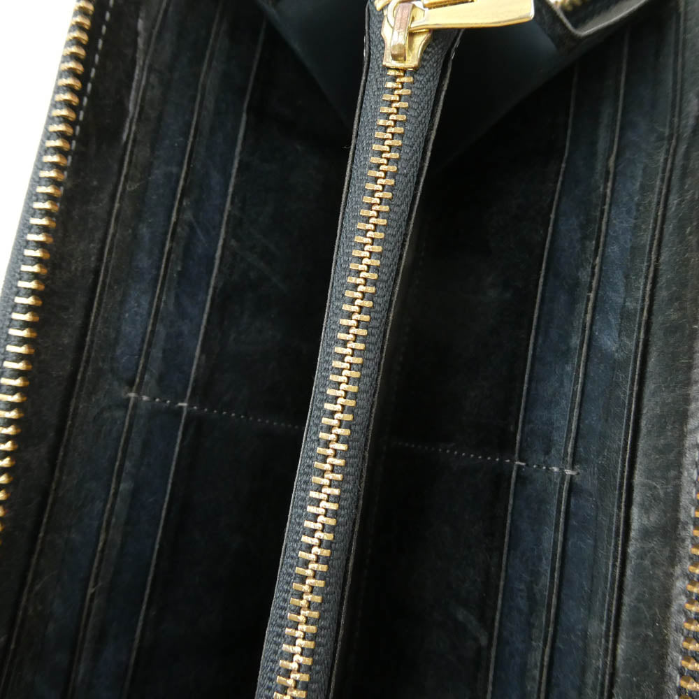 COCOMEISTER ココマイスター Gold Mining ゴールドマイニング トロンメル ウォーターウォッシュ ラウンドジップ 長財布 ブラック系【中古】