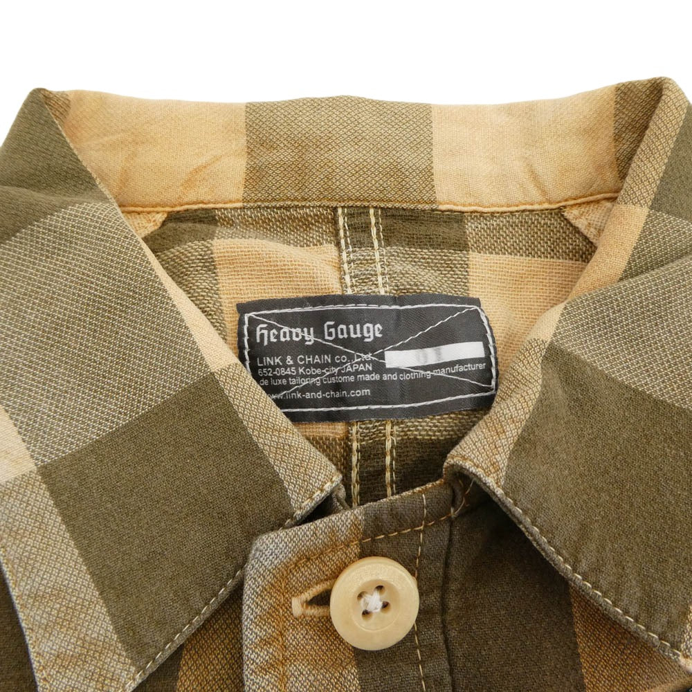 LYNCH SILVERSMITH リンチシルバースミス Heavy Gauge ワッペン付 ブロック チェック 半袖 ワーク シャツ ライトブラウン系 01【中古】
