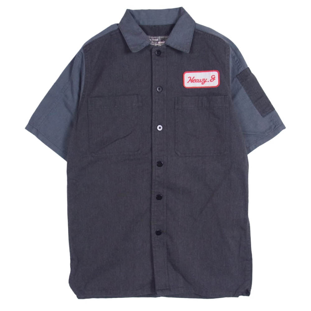 LYNCH SILVERSMITH リンチシルバースミス Heavy Gauge ワッペン付 2トーン 半袖 ワーク シャツ グレー系 1【中古】