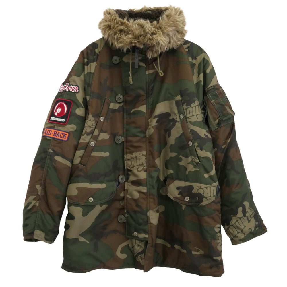 HYSTERIC GLAMOUR ヒステリックグラマー 22AW 02223AC02 N-3B ワッペン カモフラ ミリタリー コート ジャケット カーキ系 マルチカラー系 M【美品】【中古】