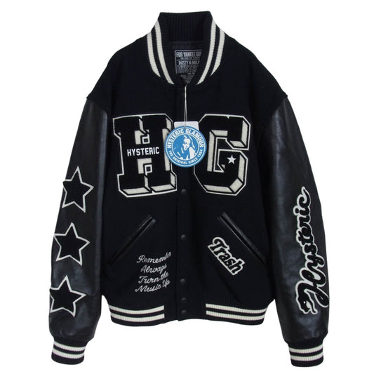 HYSTERIC GLAMOUR ヒステリックグラマー 24AW 02243AB10 TURN THE MUSIC UP 刺繍 スタジャン ジャケット ブラック系 M【中古】