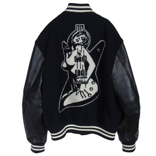 HYSTERIC GLAMOUR ヒステリックグラマー 24AW 02243AB10 TURN THE MUSIC UP 刺繍 スタジャン ジャケット ブラック系 M【中古】