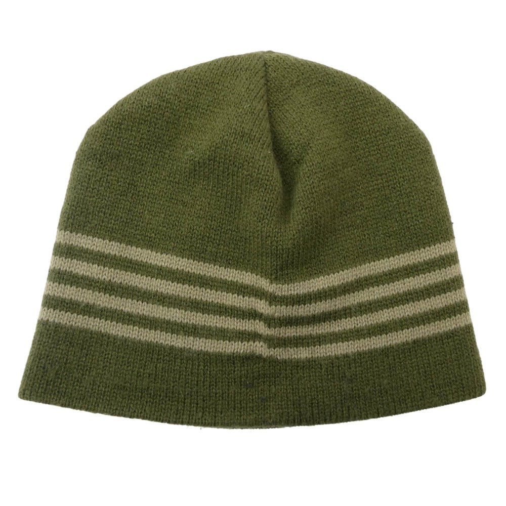 STUSSY ステューシー 紺タグ 90s ロゴパッチ ビーニー ニットキャップ ニット帽 カーキ系【中古】