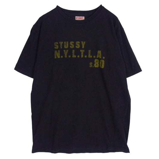 STUSSY ステューシー USA製 90s Old オールド ロゴ プリント 半袖 Tシャツ ブラック ブラック系 M【中古】