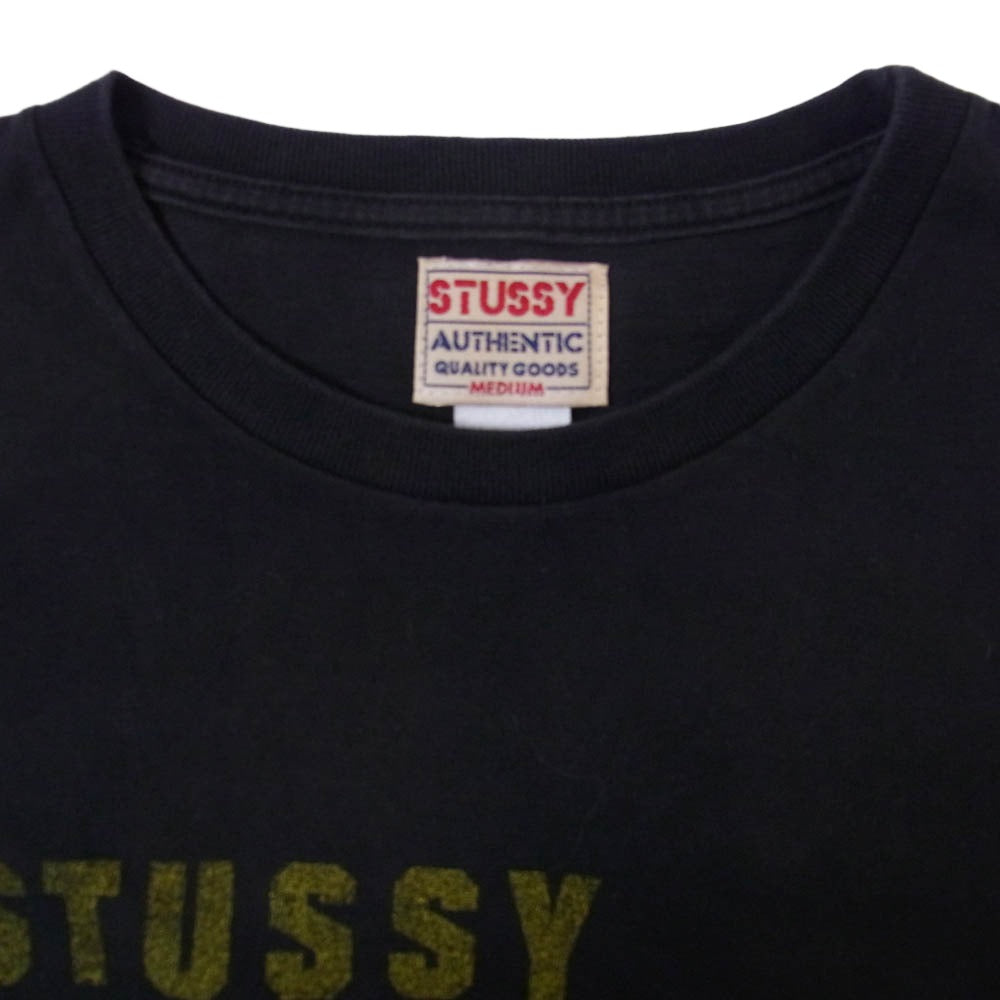STUSSY ステューシー USA製 90s Old オールド ロゴ プリント 半袖 Tシャツ ブラック ブラック系 M【中古】