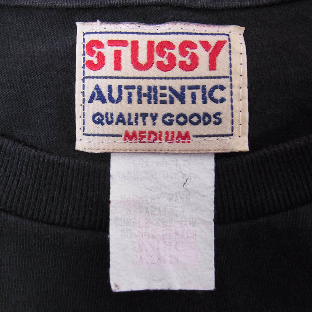 STUSSY ステューシー USA製 90s Old オールド ロゴ プリント 半袖 Tシャツ ブラック ブラック系 M【中古】
