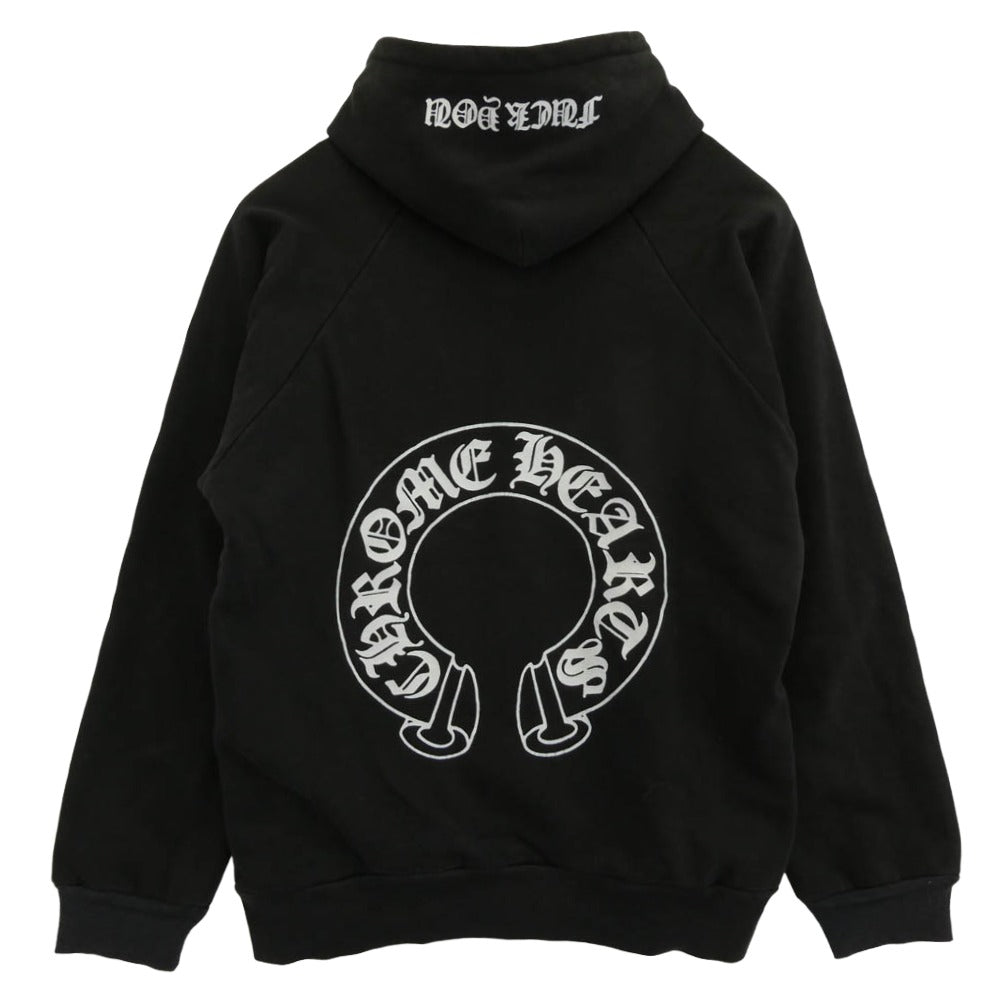 CHROME HEARTS クロムハーツ（原本無） THRML HD PLVR オールド 裏地サーマル ホースシュー バックプリント フーディー プルオーバーパーカー ブラック系 L【中古】