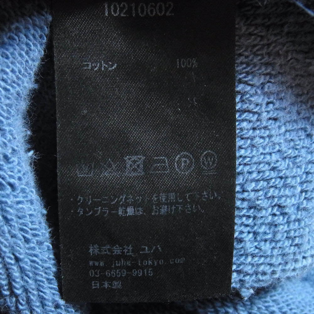 ユハ 10210602 FADE WASH ウォッシュ加工 プルオーバー スウェット ブルー系 3【極上美品】【中古】