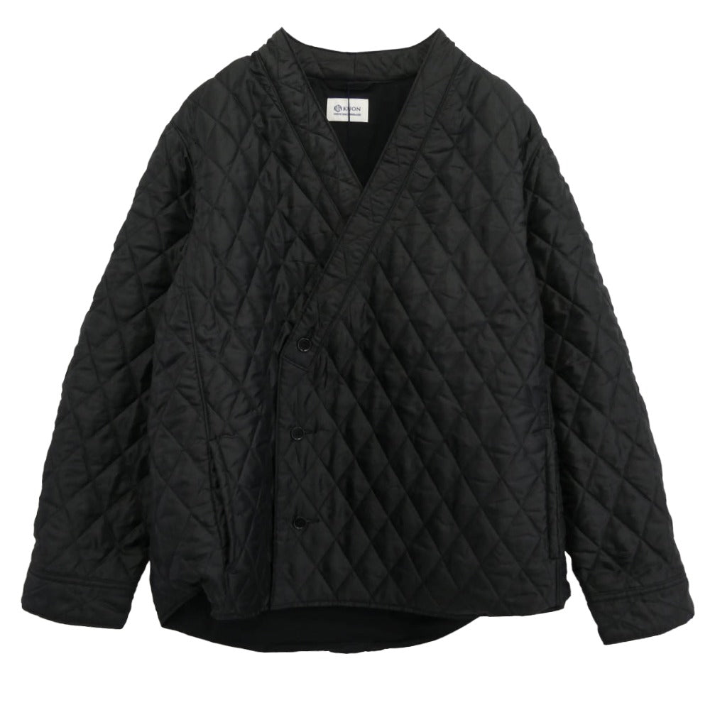 KUON クオン 145JK033940 Kimono Collar Quilted Shirket キモノカラー ダブルブレスト キルティング シャツ ジャケット ブラック系 L【極上美品】【中古】