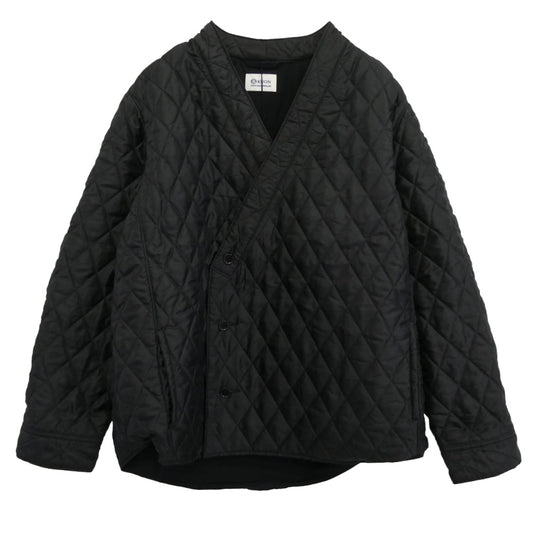 KUON クオン 145JK033940 Kimono Collar Quilted Shirket キモノカラー ダブルブレスト キルティング シャツ ジャケット ブラック系 L【極上美品】【中古】