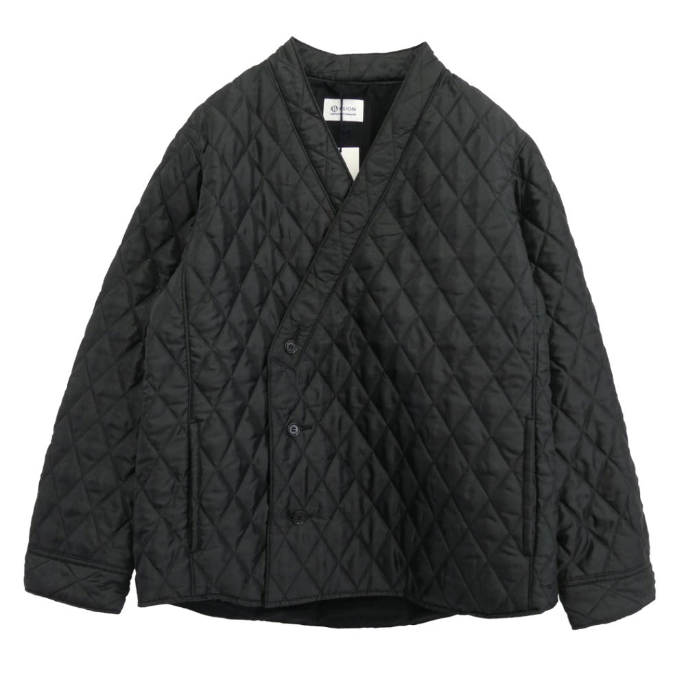 KUON クオン 145JK033940 Kimono Collar Quilted Shirket キモノカラー ダブルブレスト キルティング シャツ ジャケット ブラック系 M【極上美品】【中古】