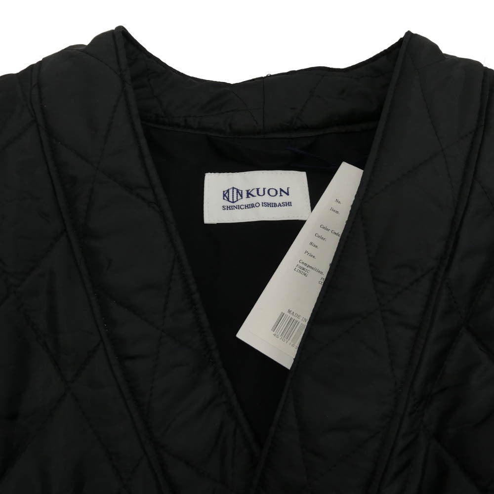 KUON クオン 145JK033940 Kimono Collar Quilted Shirket キモノカラー ダブルブレスト キルティング シャツ ジャケット ブラック系 M【極上美品】【中古】