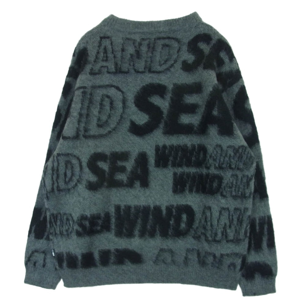 WIND AND SEA ウィンダンシー WDS-O-CLCT-25Q3-KN-03 Shaggy Logo Knit Sweater シャギー ロゴ ナイト セーター グレー系 L【極上美品】【中古】