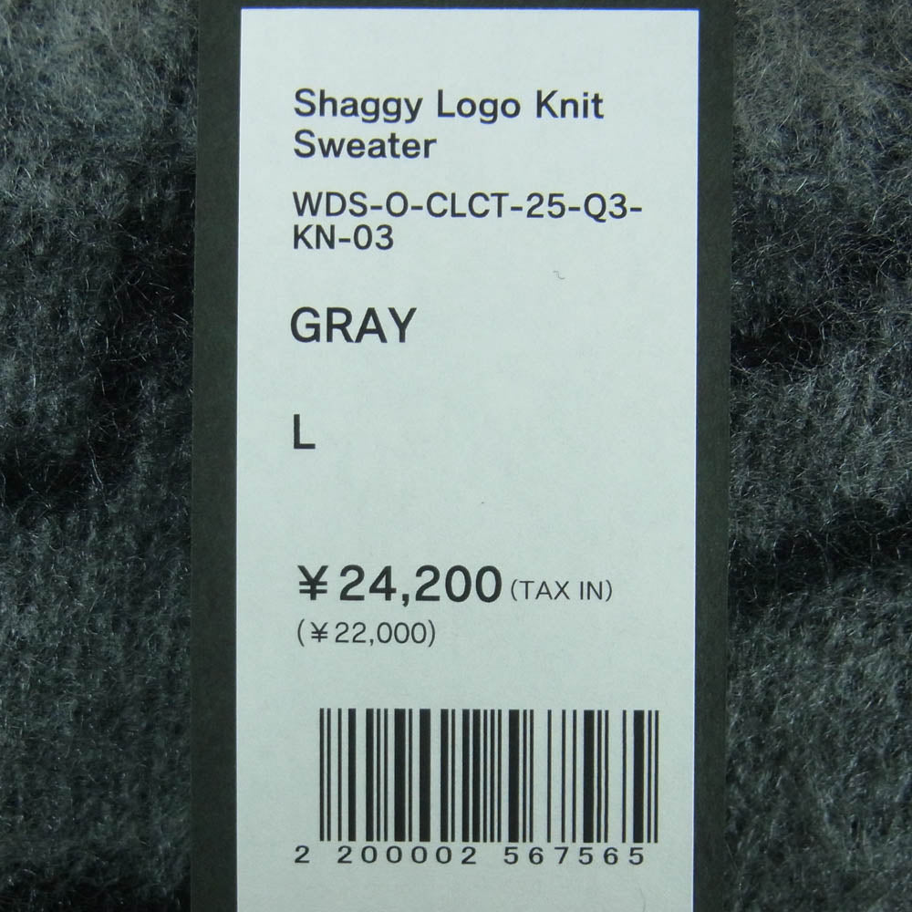 WIND AND SEA ウィンダンシー WDS-O-CLCT-25Q3-KN-03 Shaggy Logo Knit Sweater シャギー ロゴ ナイト セーター グレー系 L【極上美品】【中古】