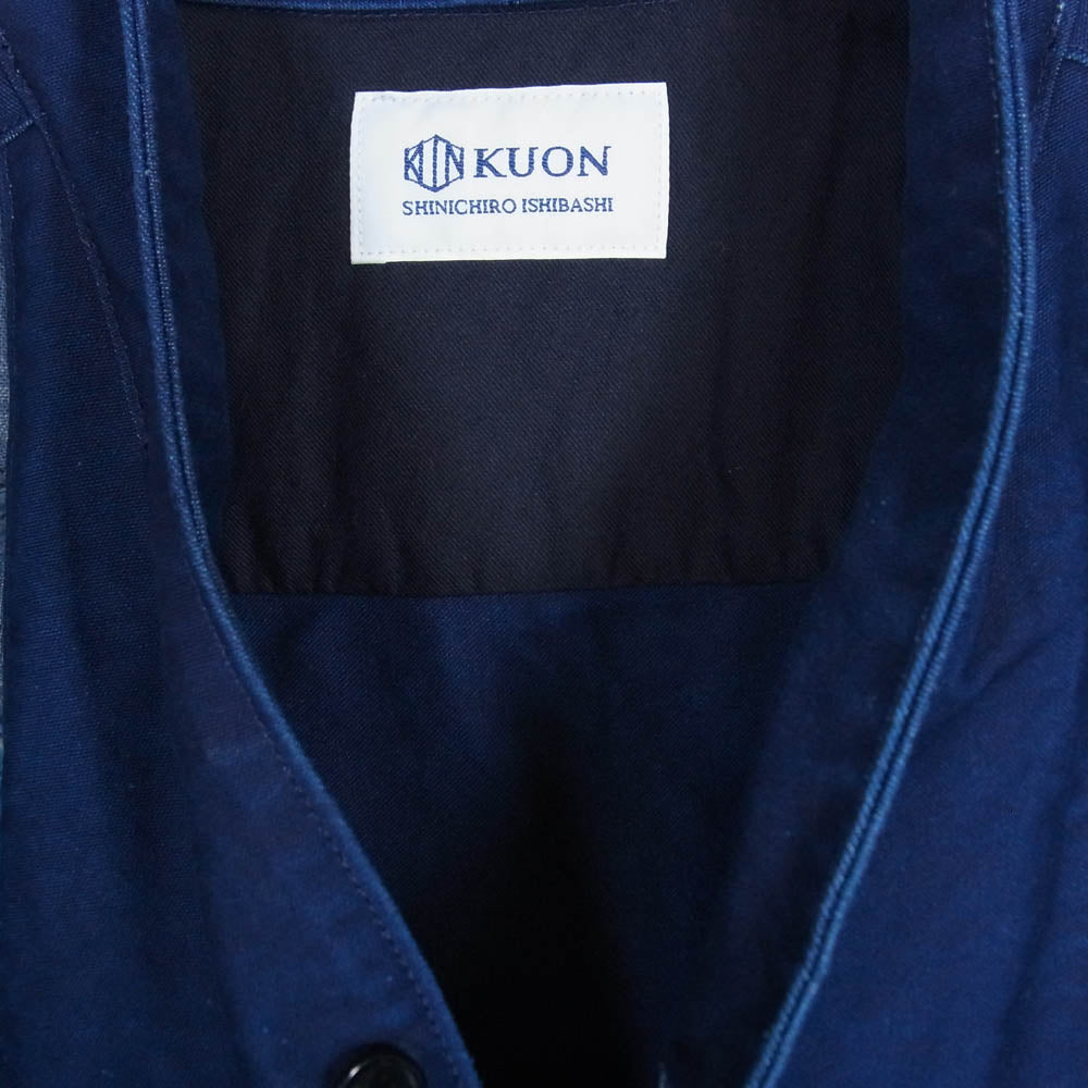 KUON クオン 145SH0141EA Boro Striped Shirket ボロ ストライプ キモノカラー シャツ ジャケット インディゴブルー系 M【極上美品】【中古】