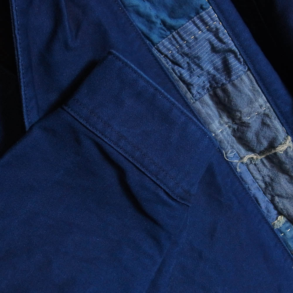 KUON クオン 145SH0141EA Boro Striped Shirket ボロ ストライプ キモノカラー シャツ ジャケット インディゴブルー系 M【極上美品】【中古】