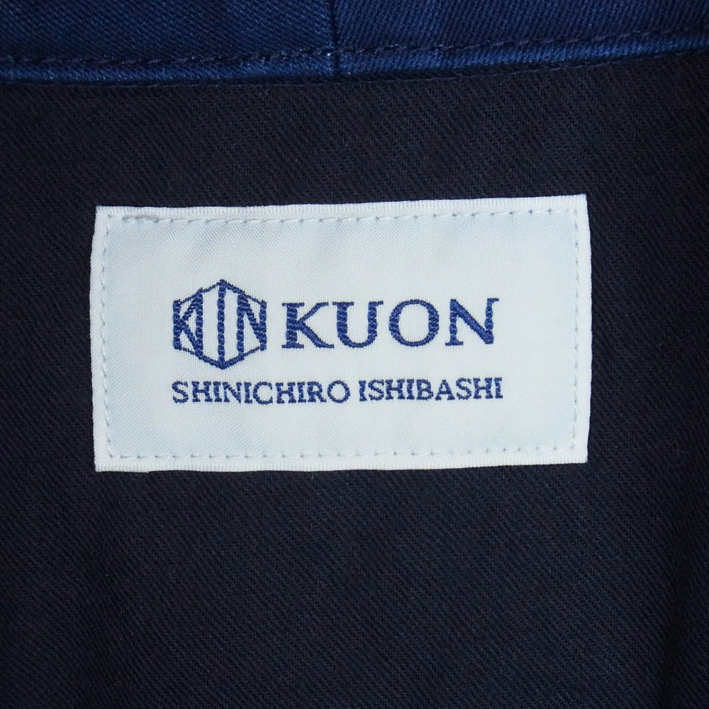 KUON クオン 145SH0141EA Boro Striped Shirket ボロ ストライプ キモノカラー シャツ ジャケット インディゴブルー系 M【極上美品】【中古】