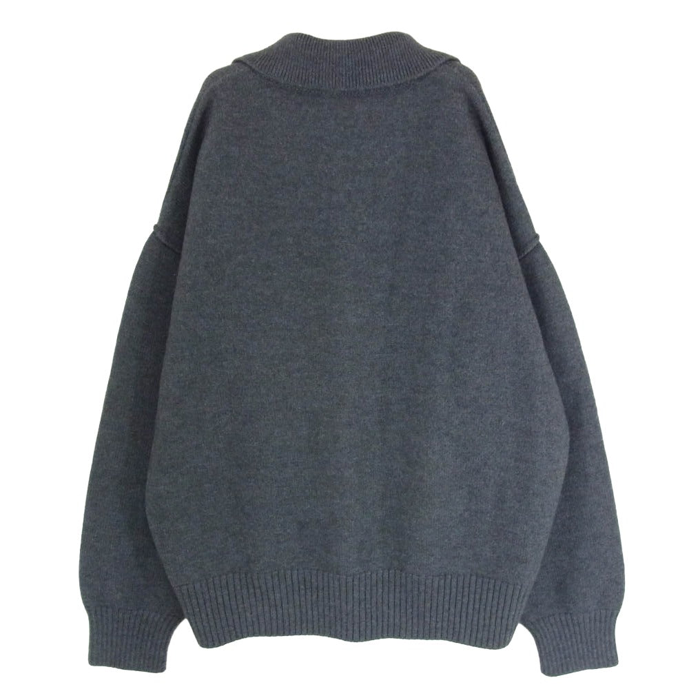 AMI PARIS アミパリス UPL409.018 Ami De Coeur メリノウールフェルト ニット ポロシャツ グレー系 M【中古】