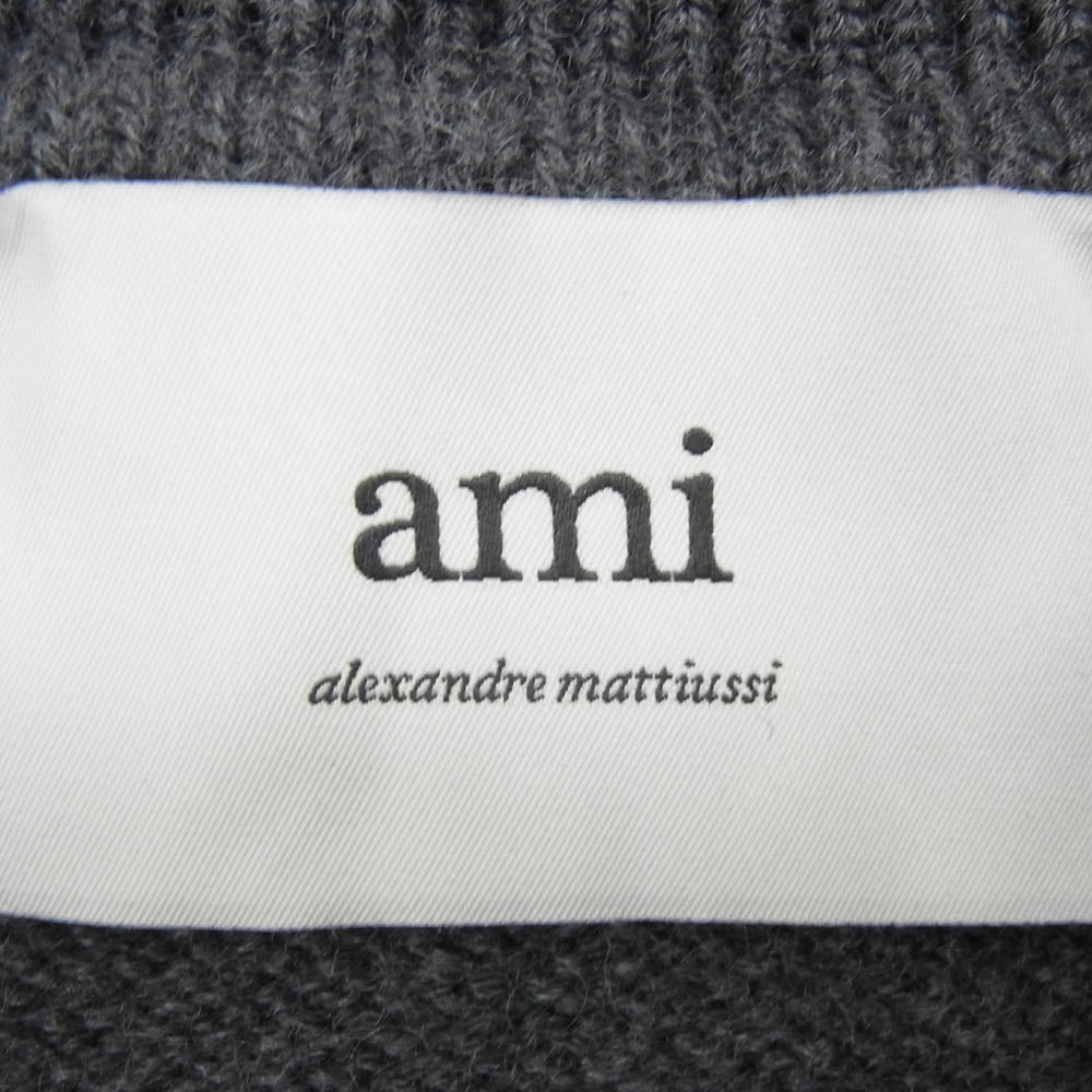 AMI PARIS アミパリス UPL409.018 Ami De Coeur メリノウールフェルト ニット ポロシャツ グレー系 M【中古】