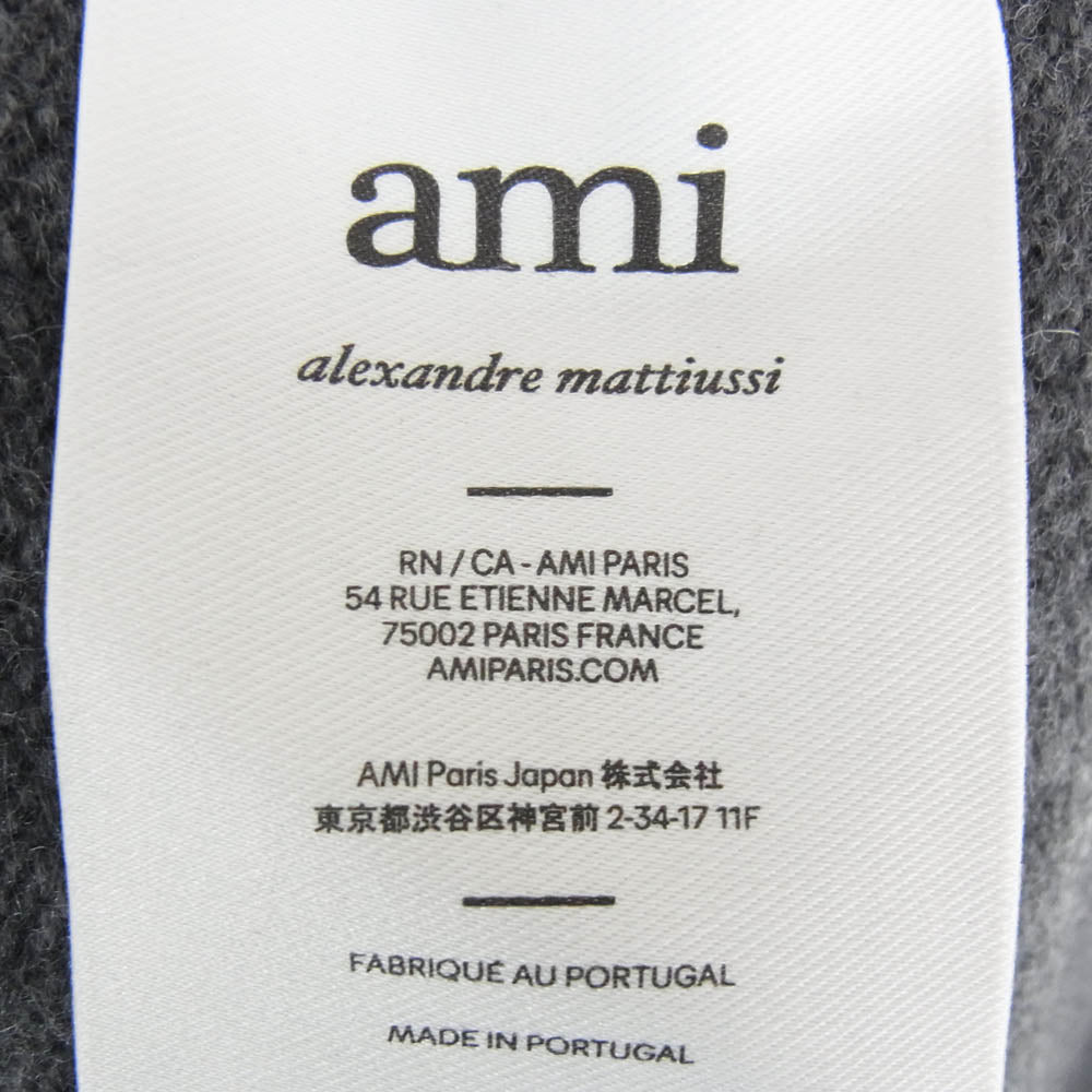 AMI PARIS アミパリス UPL409.018 Ami De Coeur メリノウールフェルト ニット ポロシャツ グレー系 M【中古】