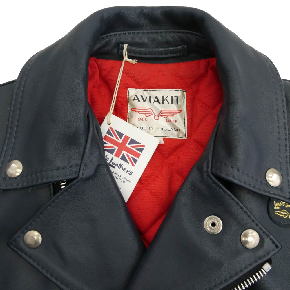 Lewis Leathers ルイスレザー 391T LIGHTNING TIGHT FIT ライトニング タイト フィット カウハイド ダブル ライダース ジャケット ダークネイビー系 38【中古】