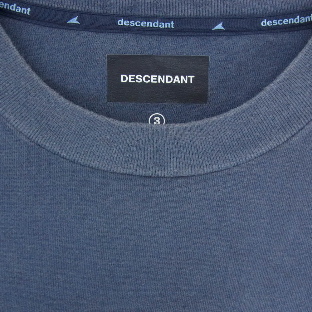 DESCENDANT ディセンダント 25SS 251ATDS-CSM15 DESCENDANT CACHALOT ORGANIC COTTON SS PIGMENT DYE ピグメントダイ加工 カシャロット オーガニック コットン 半袖 Tシャツ カットソー ブルー系 3【中古】