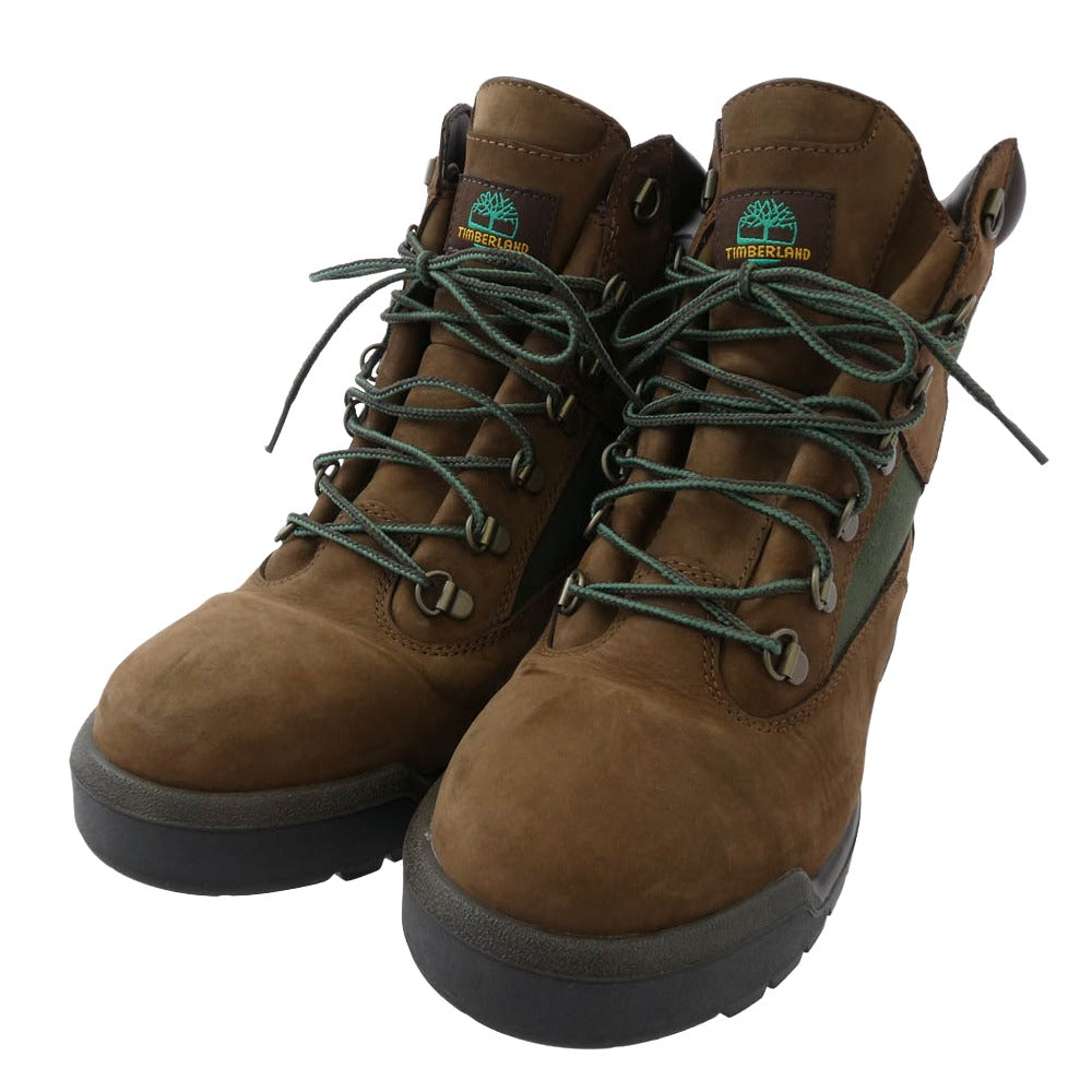 Timberland ティンバーランド A18AH FIELD BOOT F&L WP フィールド ブーツ ファブリック＆レザー ウォーター プルーフ ブラウン系 グリーン系 26.5cm【中古】