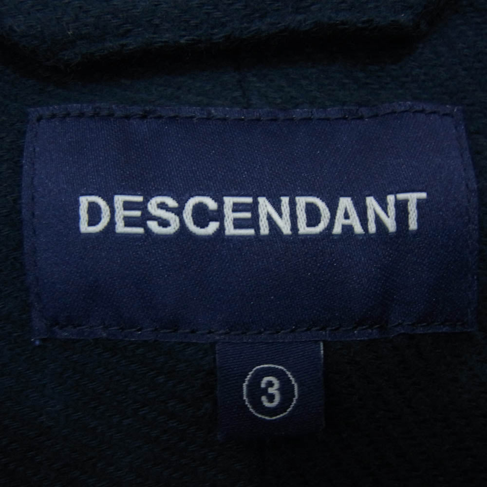 DESCENDANT ディセンダント ロゴ刺繍 ボタンダウン コットン 長袖 シャツ ネイビー系 3【中古】