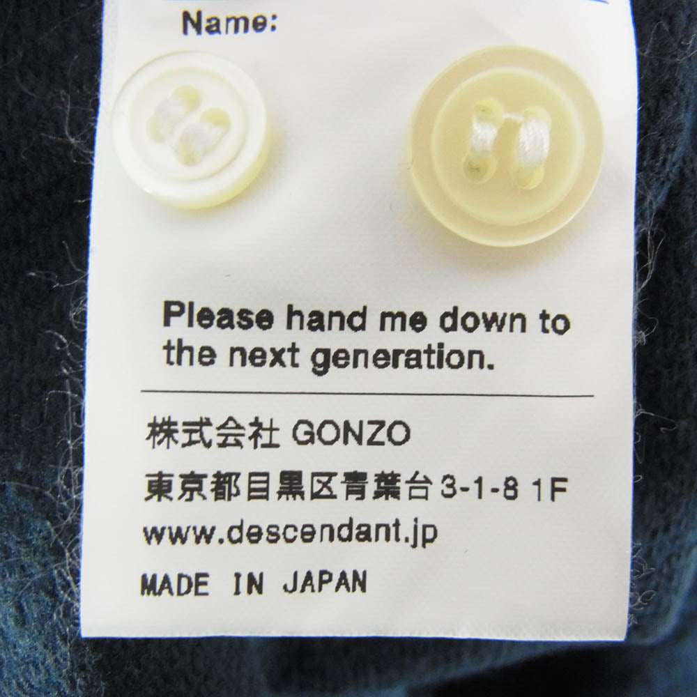 DESCENDANT ディセンダント ロゴ刺繍 ボタンダウン コットン 長袖 シャツ ネイビー系 3【中古】