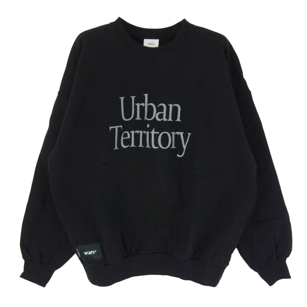 WTAPS ダブルタップス PRTC Sweater Cotton Urban Territory フロント バック ロゴ 長袖 スウェット トレーナー ブラック系 x02【中古】