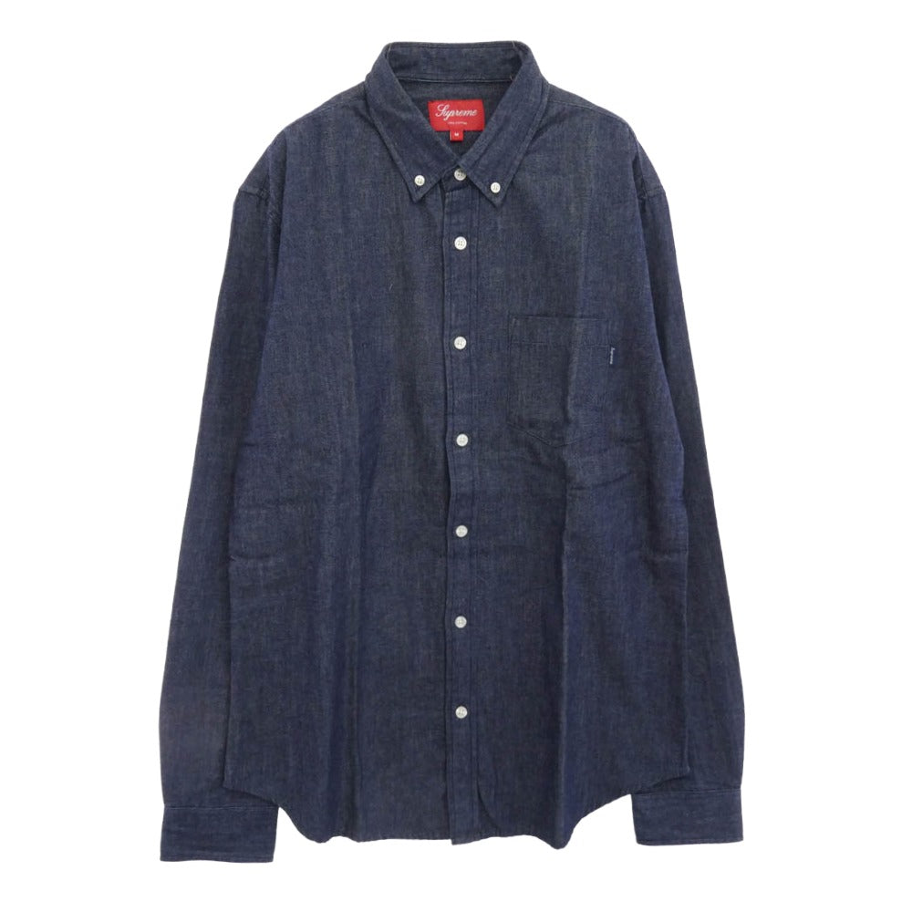 Supreme シュプリーム 12SS Denim L/S Shirt Dark Blue デニム ロング スリーブ ボタンダウン 長袖 シャツ インディゴブルー系 M【中古】