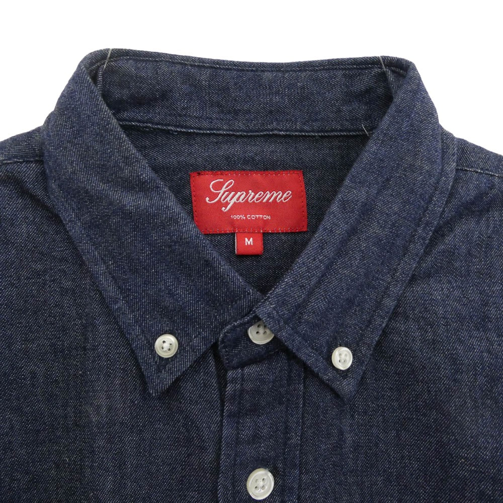 Supreme シュプリーム 12SS Denim L/S Shirt Dark Blue デニム ロング スリーブ ボタンダウン 長袖 シャツ インディゴブルー系 M【中古】