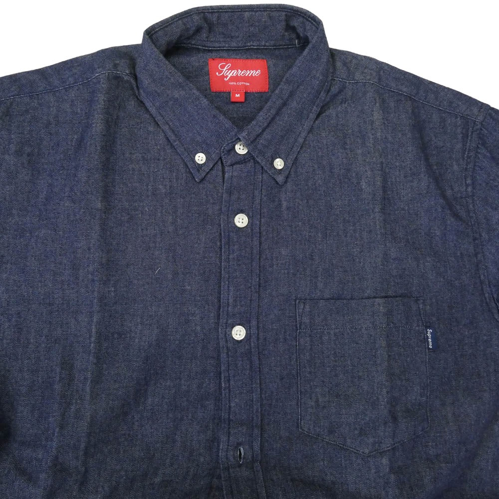Supreme シュプリーム 12SS Denim L/S Shirt Dark Blue デニム ロング スリーブ ボタンダウン 長袖 シャツ インディゴブルー系 M【中古】