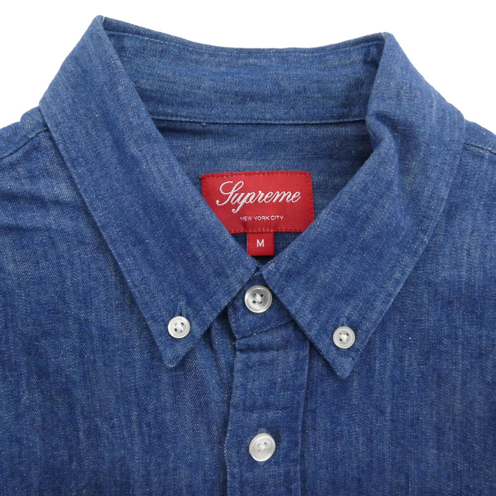 Supreme シュプリーム 10AW Denim L/S Shirt デニム ロング スリーブ ボタンダウン 長袖 シャツ インディゴブルー系 M【中古】