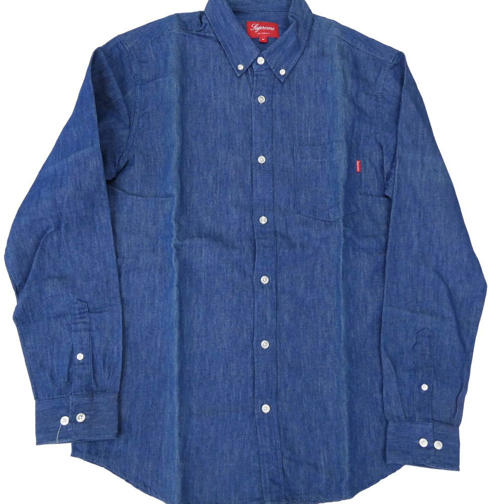 Supreme シュプリーム 10AW Denim L/S Shirt デニム ロング スリーブ ボタンダウン 長袖 シャツ インディゴブルー系 M【中古】