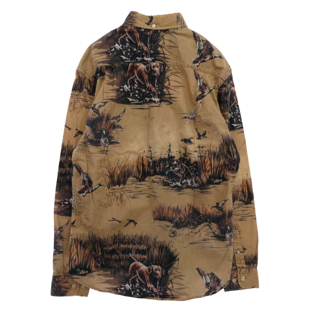 Supreme シュプリーム 12AW Dogs & Ducks Shirt ドッグス ダックス 長袖 総柄 シャツ ベージュ系 M【中古】