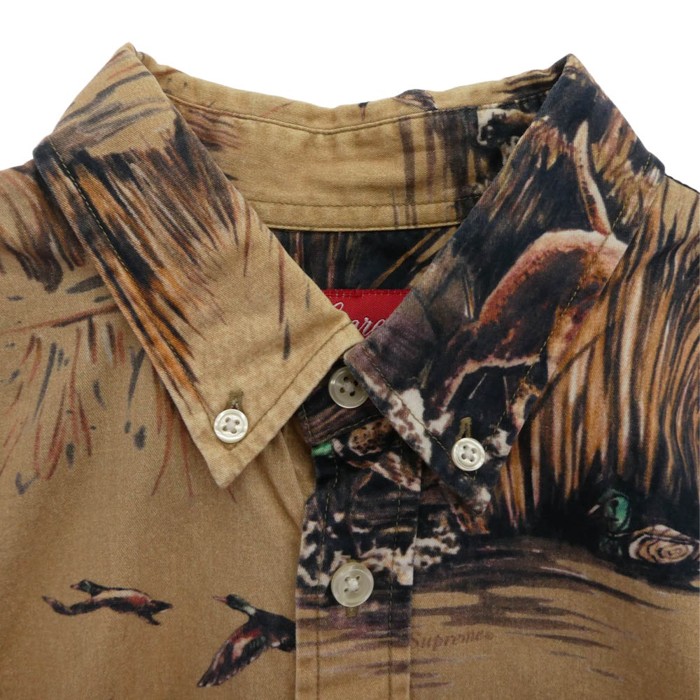 Supreme シュプリーム 12AW Dogs & Ducks Shirt ドッグス ダックス 長袖 総柄 シャツ ベージュ系 M【中古】